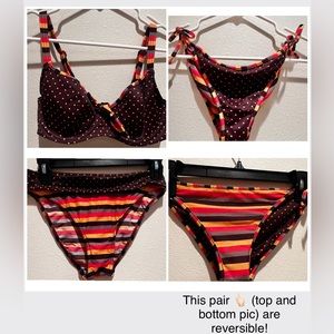 Freya bikini set 32 DD top and 2 pair of small, reversible bottoms